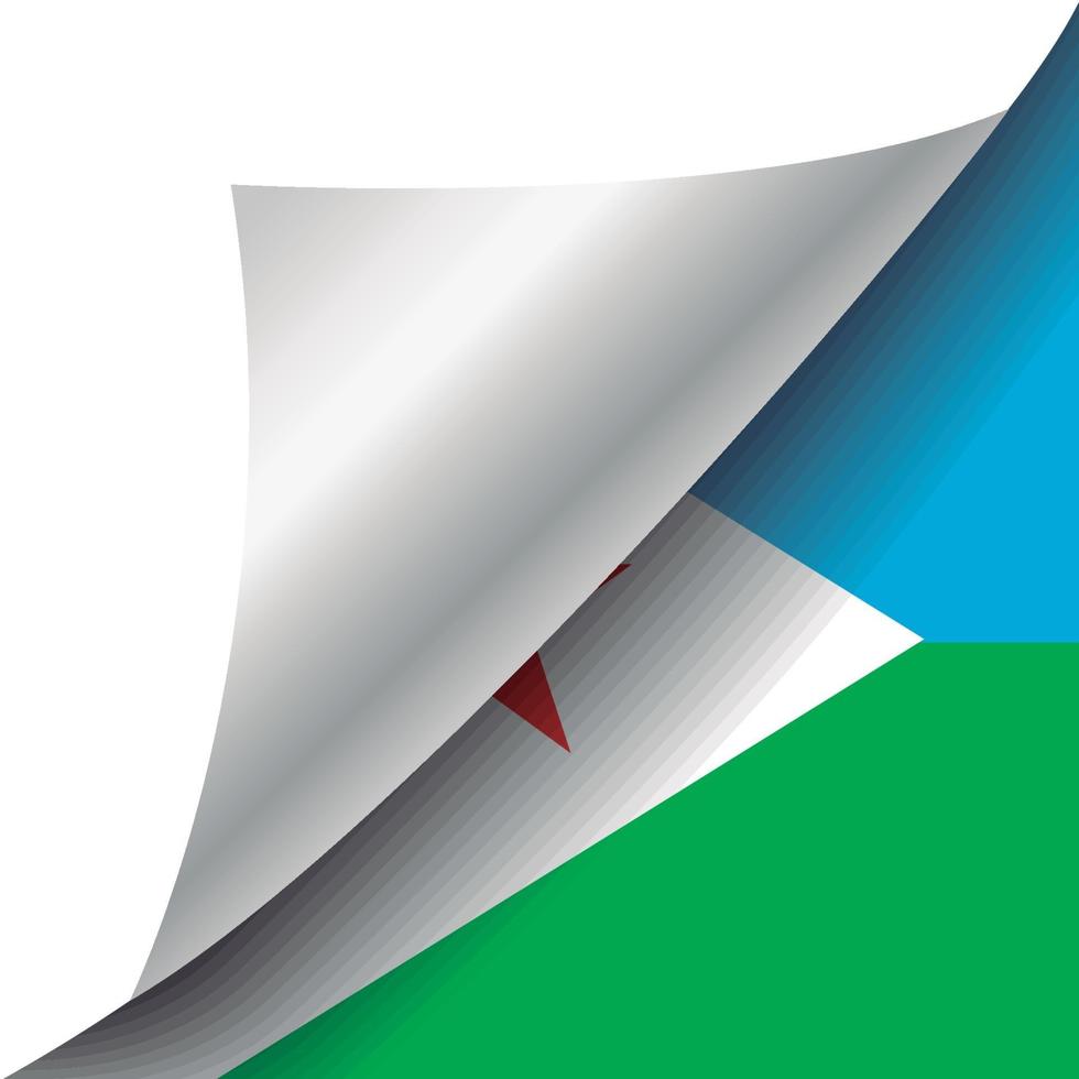 bandera de djibouti con esquina rizada vector