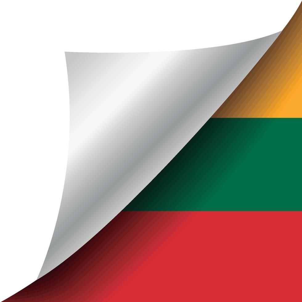 Lithuania flag with curled corner vector