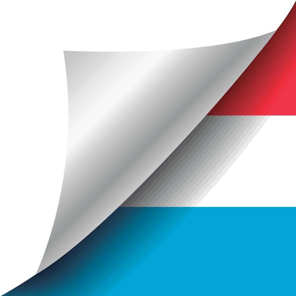 bandera de luxemburgo con esquina rizada vector