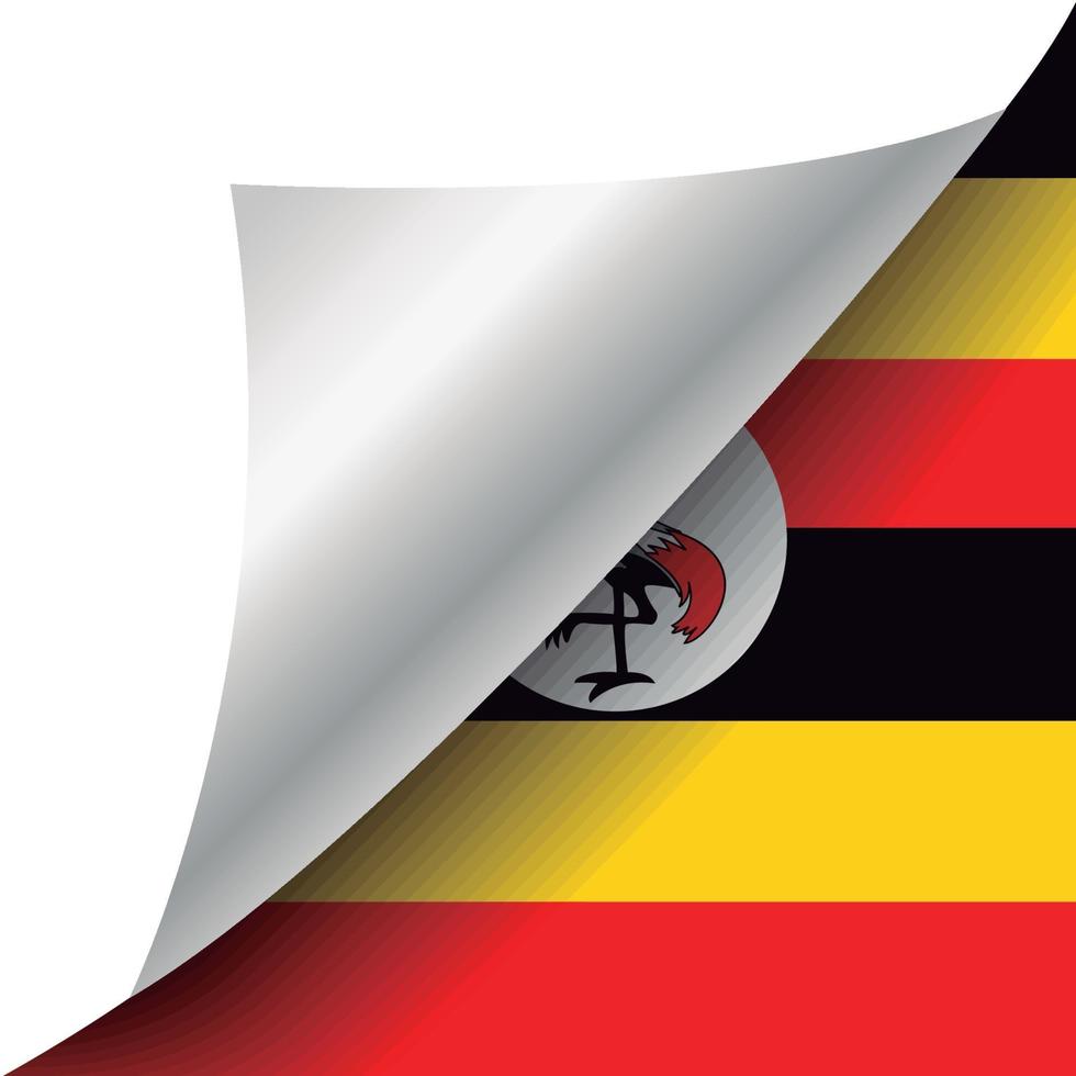 bandera de uganda con esquina rizada vector