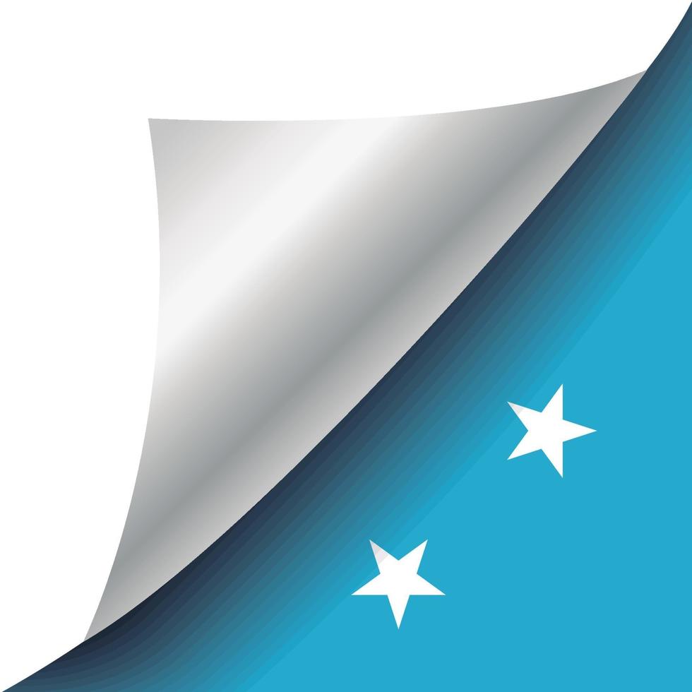 bandera de micronesia con esquina rizada vector