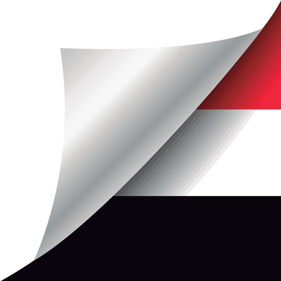 bandera de yemen con esquina rizada vector