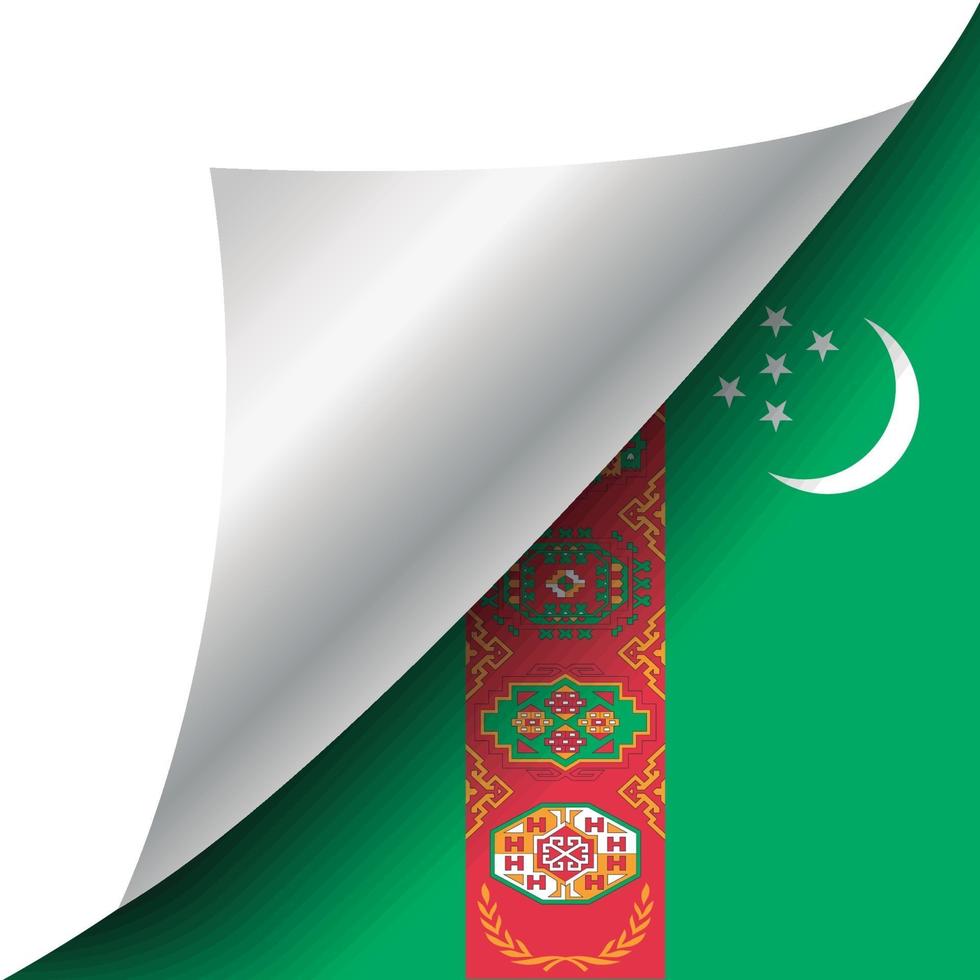 Turkmenistan flag with curled corner vector
