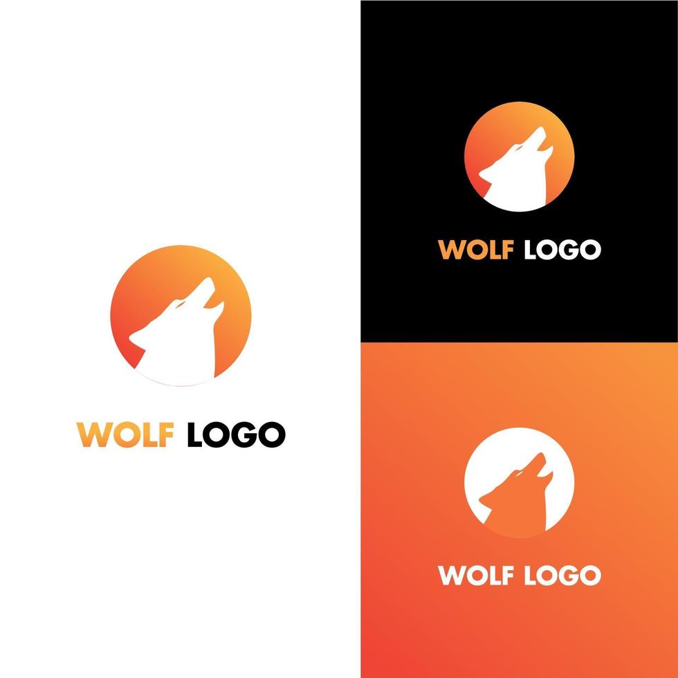 concepto moderno de diseño de logotipo de lobo, en plantilla de icono de forma de círculo vector