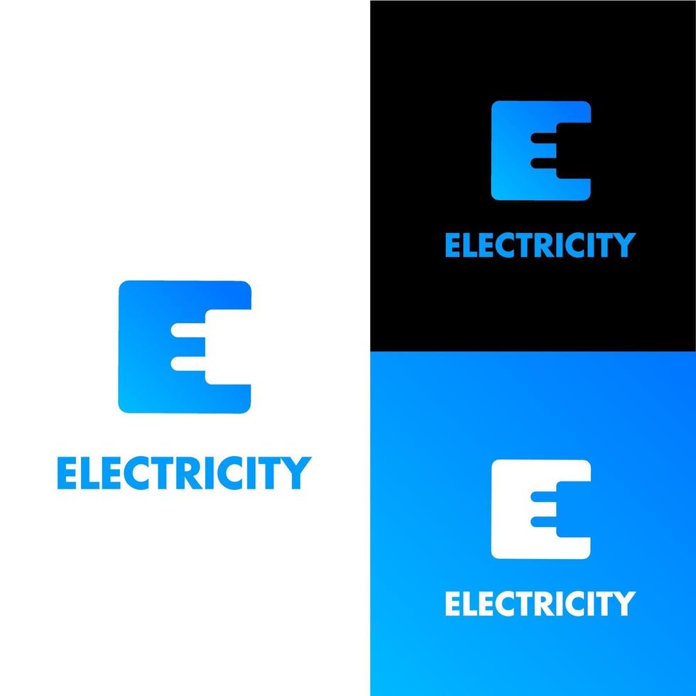 Diseño de logotipo de electricidad en forma cuadrada, icono de enchufe de electricidad vector