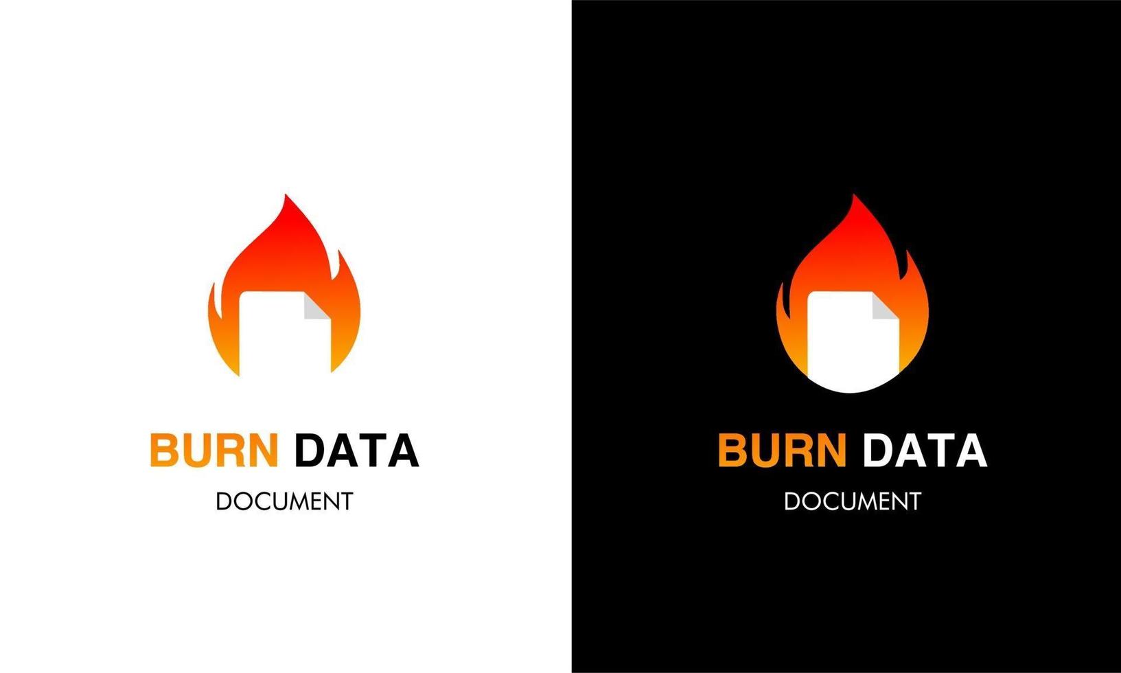 Burn data logo design concept, modern document with fire vector