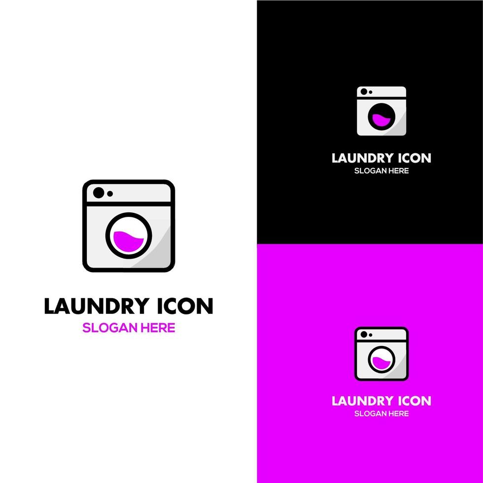 Laundry logo design on isolated background, washing machine icon vector
