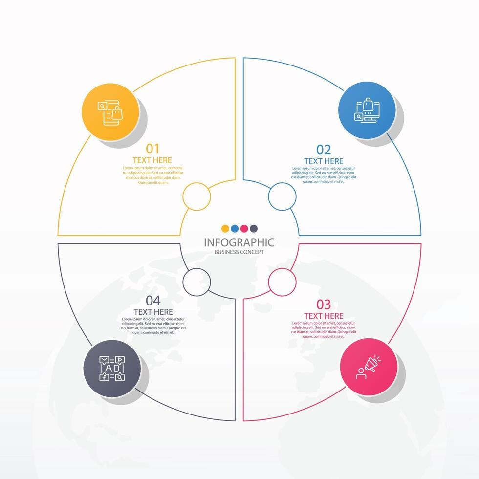 Basic circle infographic template with 4 steps vector