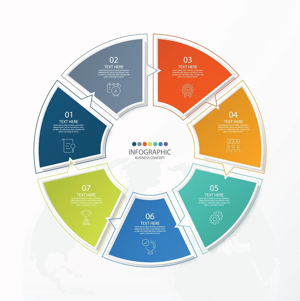 Basic circle infographic template with 7 steps vector