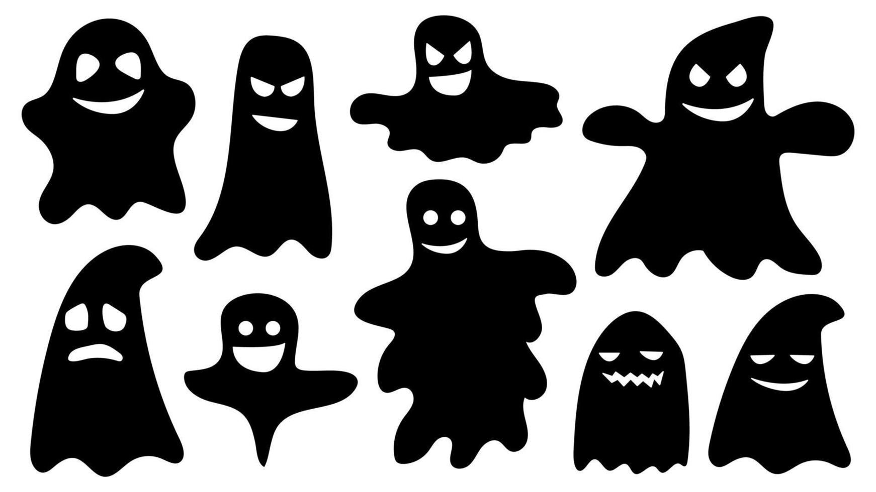 divertidos fantasmas de miedo de halloween boo. personaje fantasma con cara vector