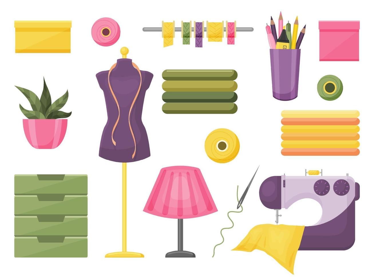 Collection of sewing accessories vector