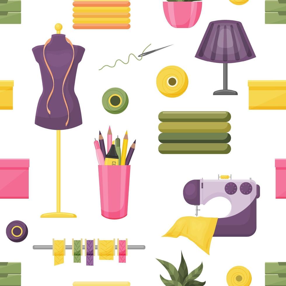 Seamless pattern from sewing accessories vector