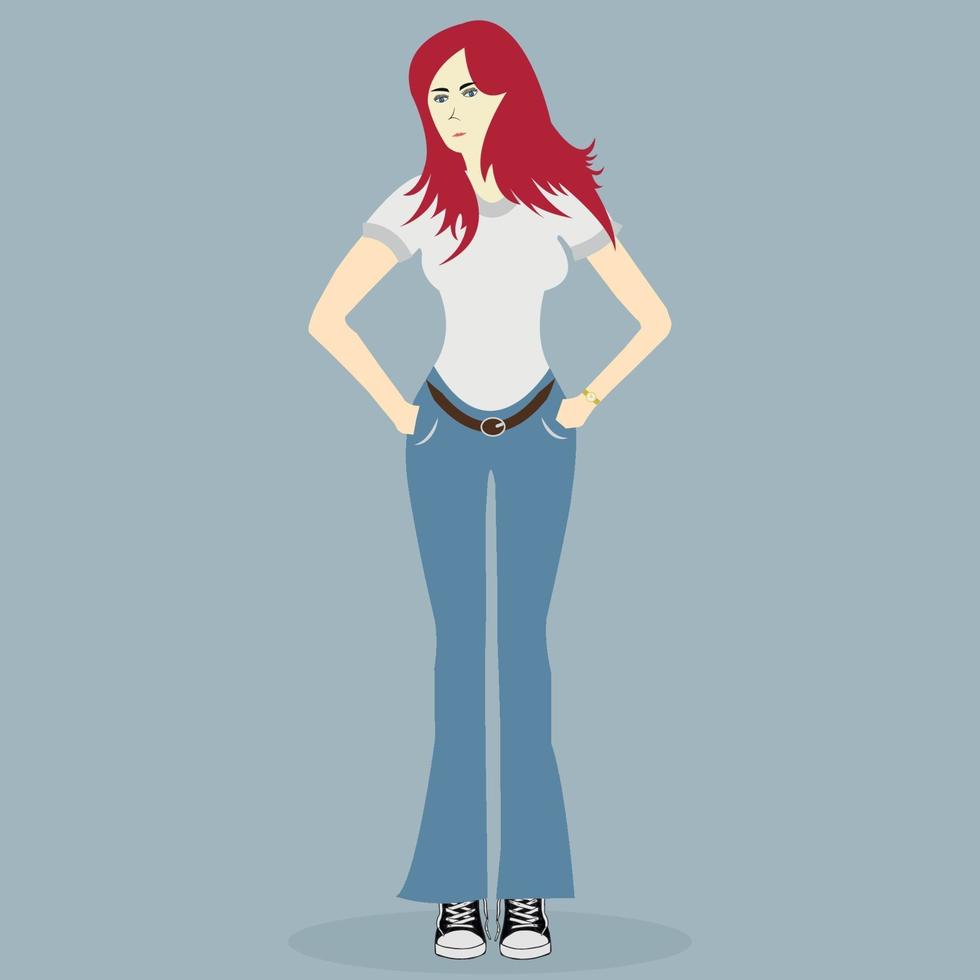 vector illustration of cool trending girl in casual clothes