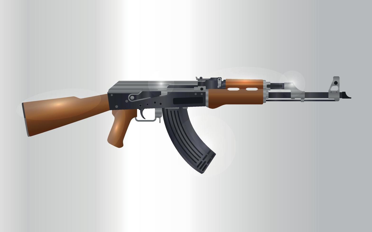 Realistic Russian automatic machine rifle AK 47 Vector Illustration