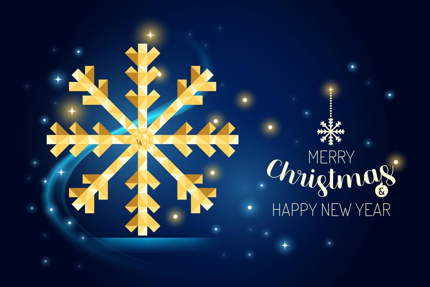 Wireframe Merry Christmas snowflake luxury gold geometry  Design. vector