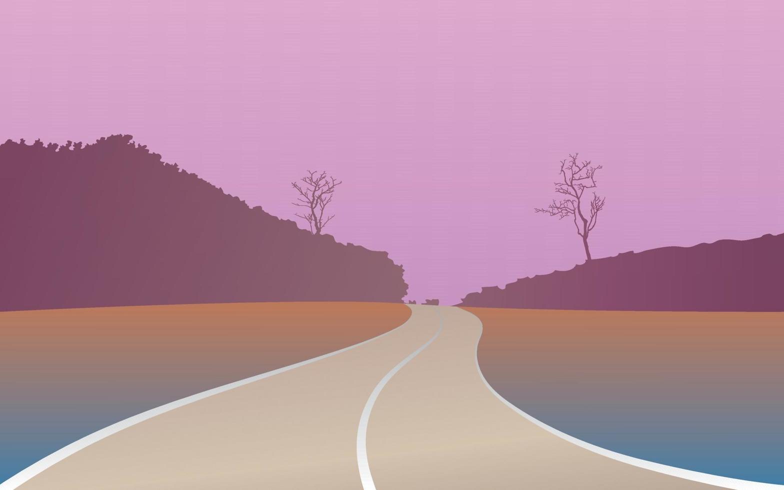 The road that stretches through the mountains vector