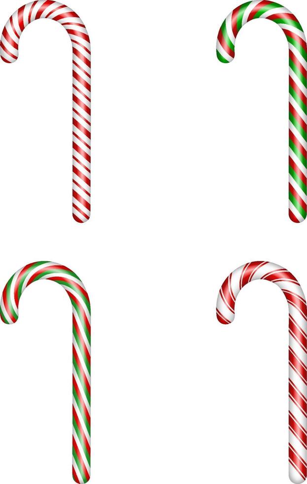 set of isolated christmas candy canes vector