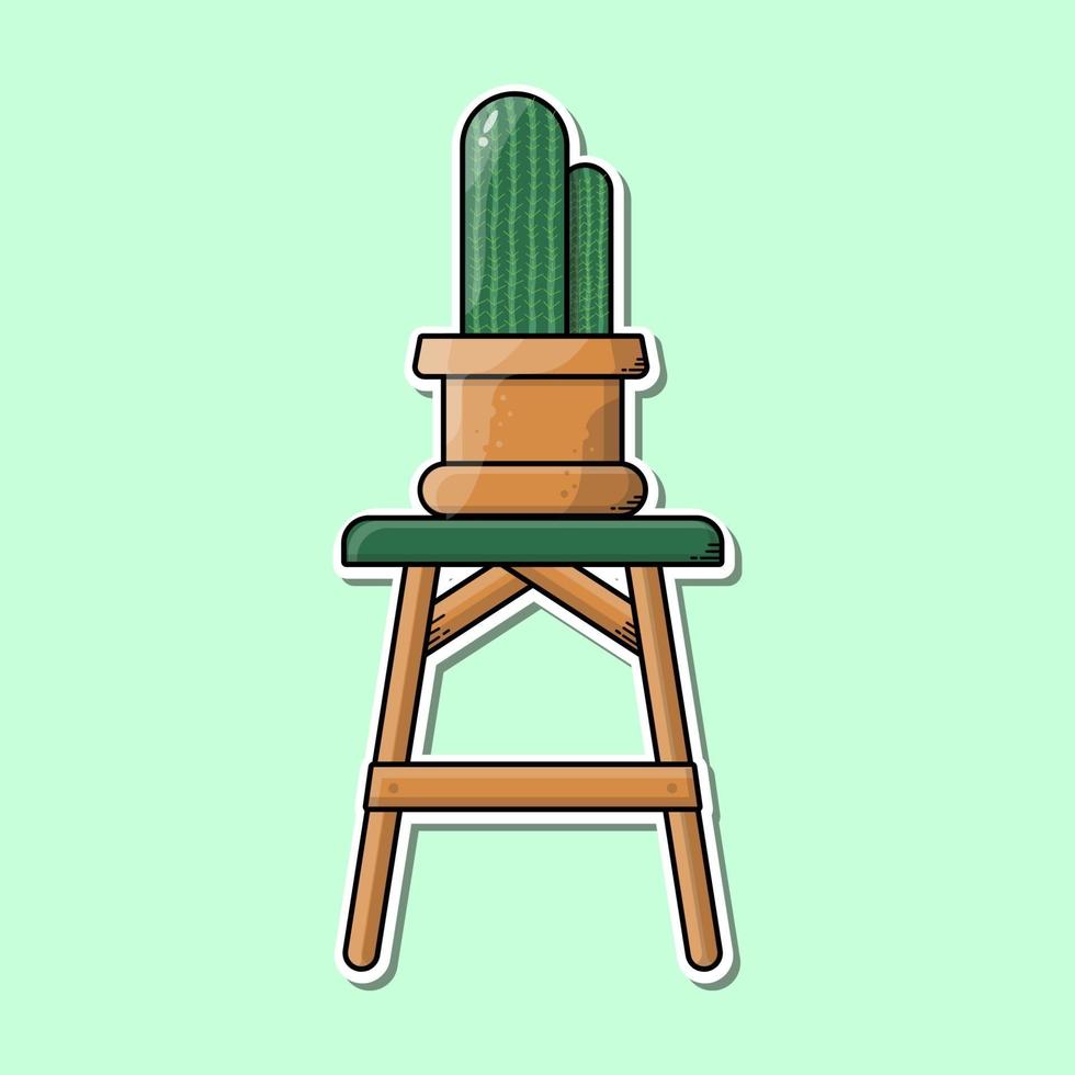 Cactus composition with isolated cactus image on chair Vector