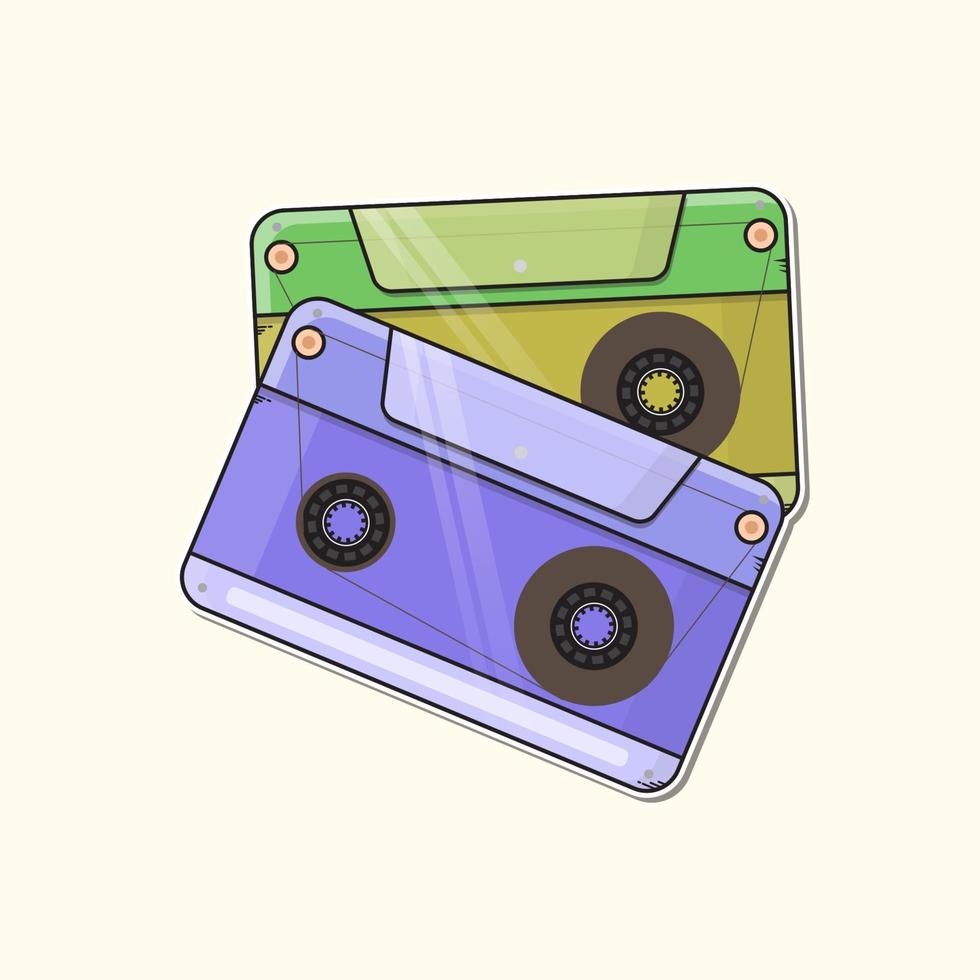 Retro music tapes Logo Premium Vector