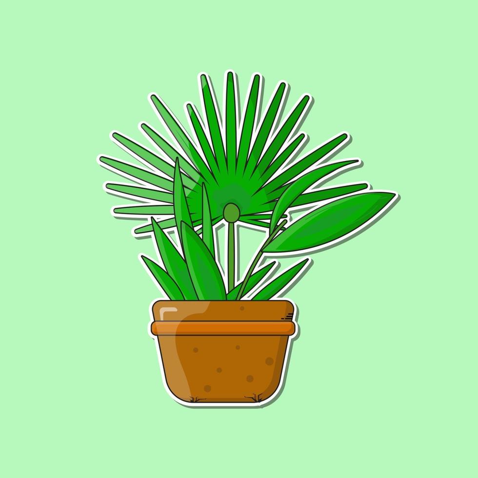 Sticker Potted Plant Vector Illustration