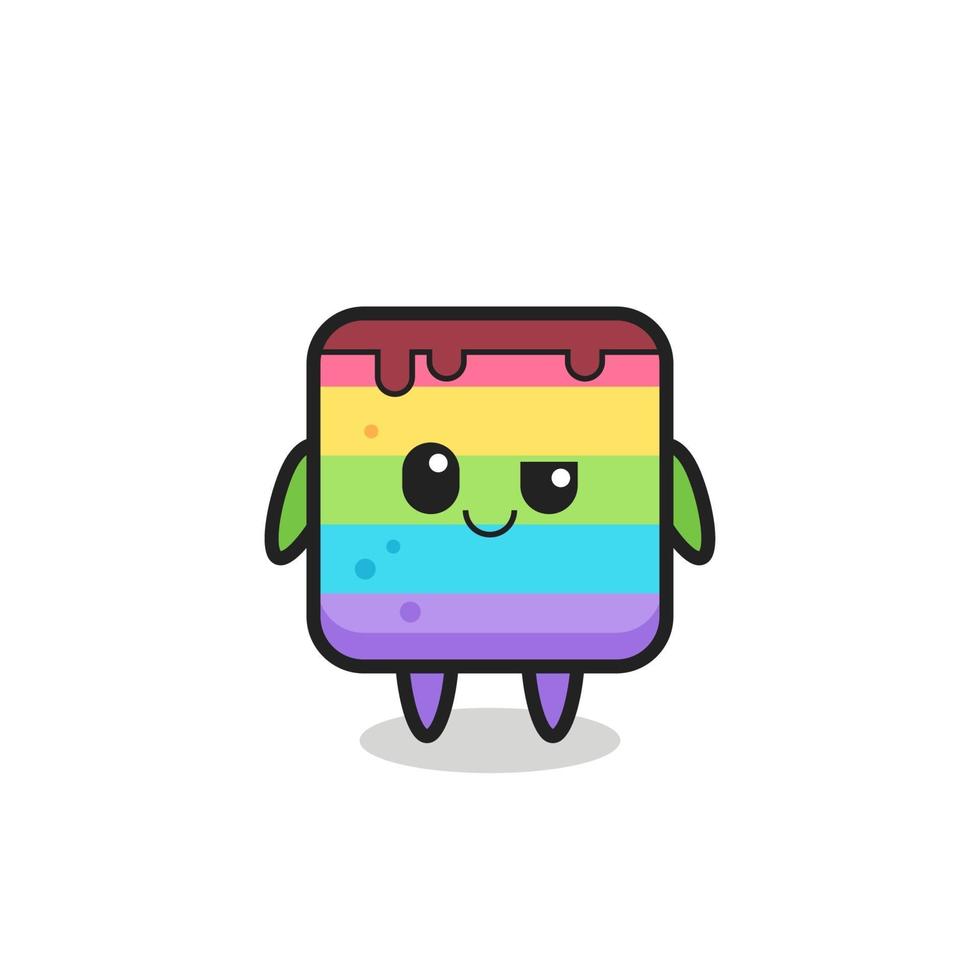 rainbow cake cartoon with an arrogant expression vector