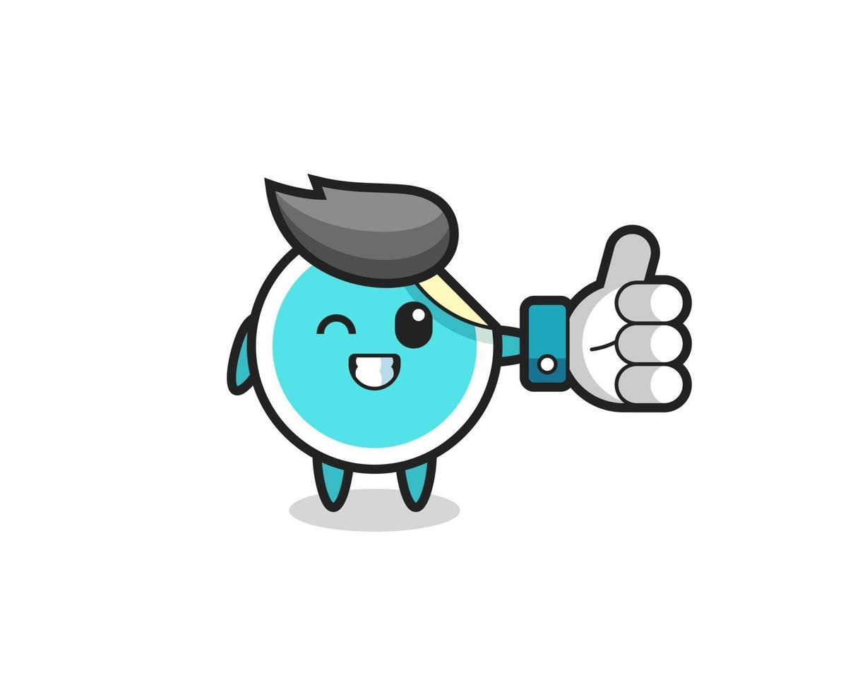 cute sticker with social media thumbs up symbol vector