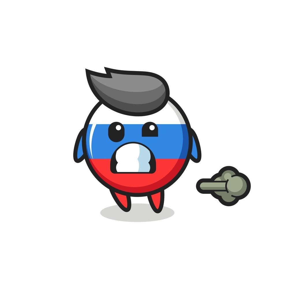 the illustration of the russia flag badge cartoon doing fart vector