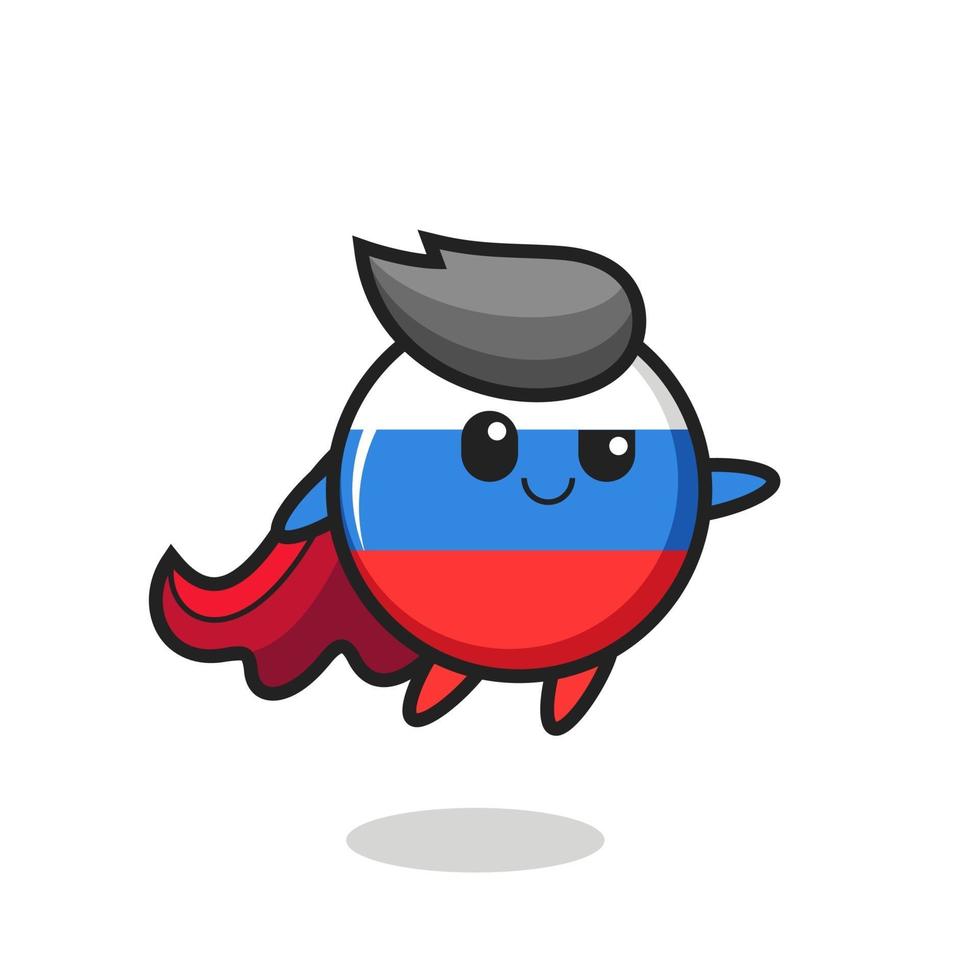 cute russia flag badge superhero character is flying vector