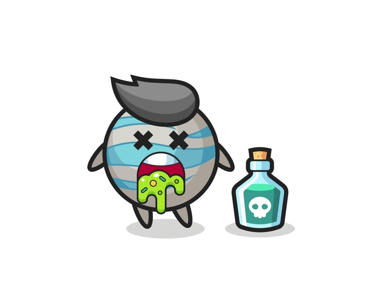 illustration of an planet character vomiting due to poisoning vector