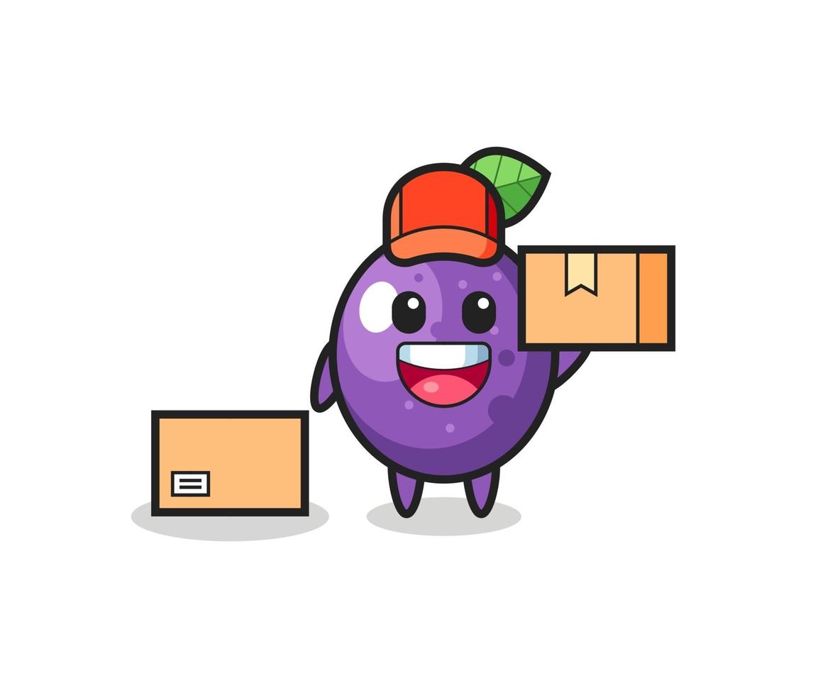 Mascot Illustration of passion fruit as a courier vector