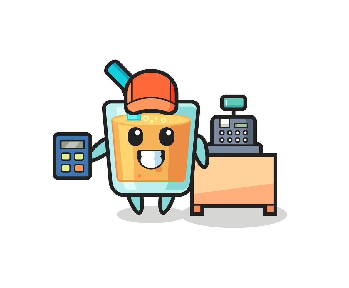 Illustration of orange juice character as a cashier vector