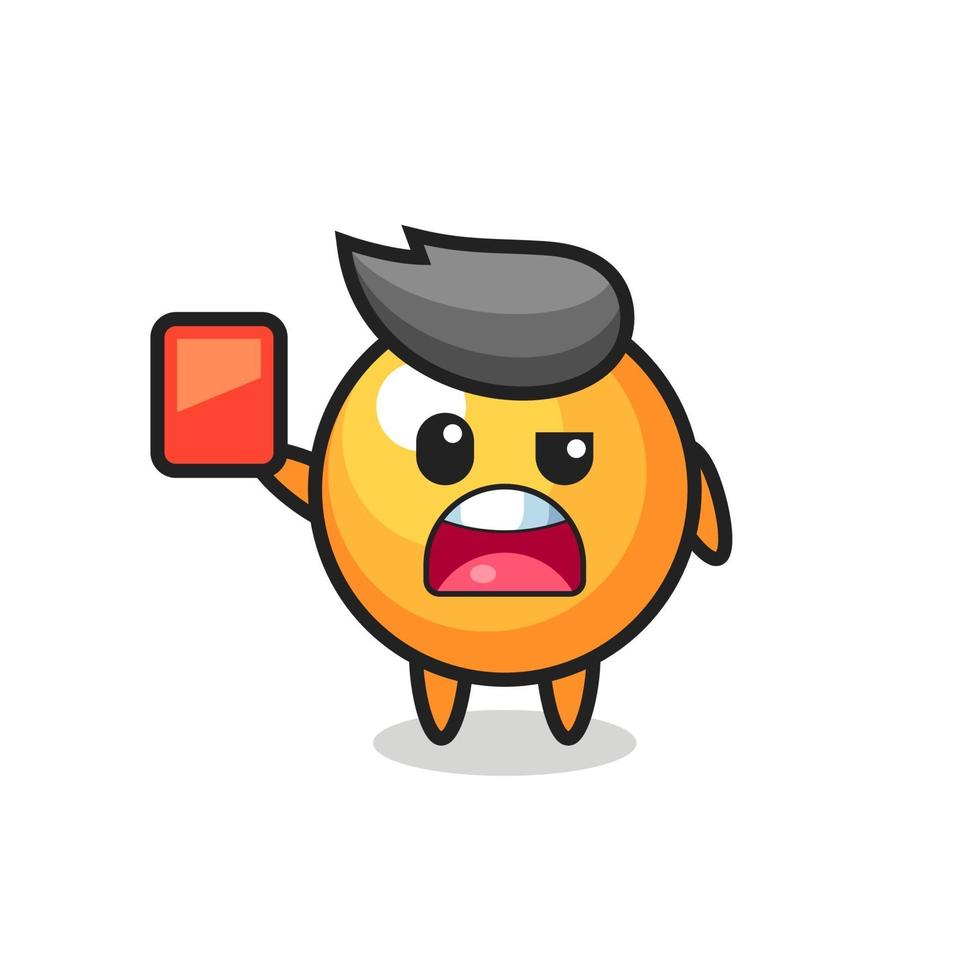 ping pong ball cute mascot as referee giving a red card vector