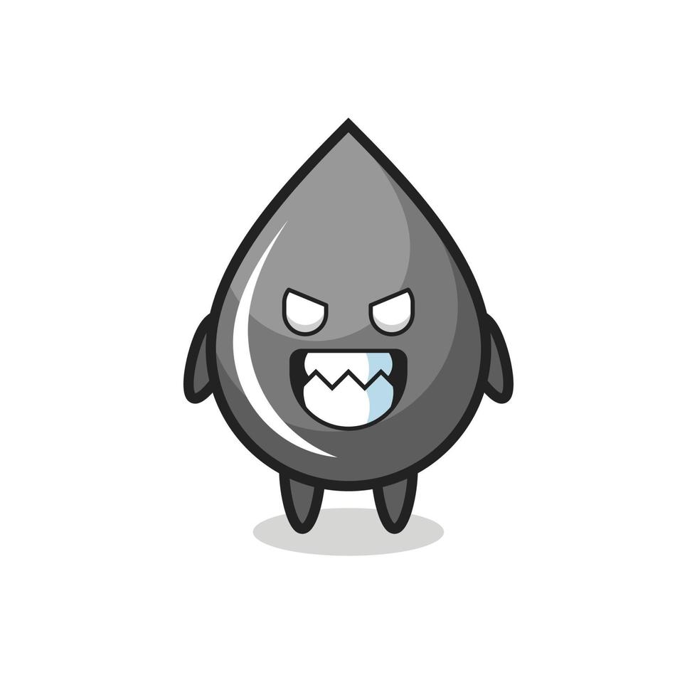 evil expression of the oil drop cute mascot character vector