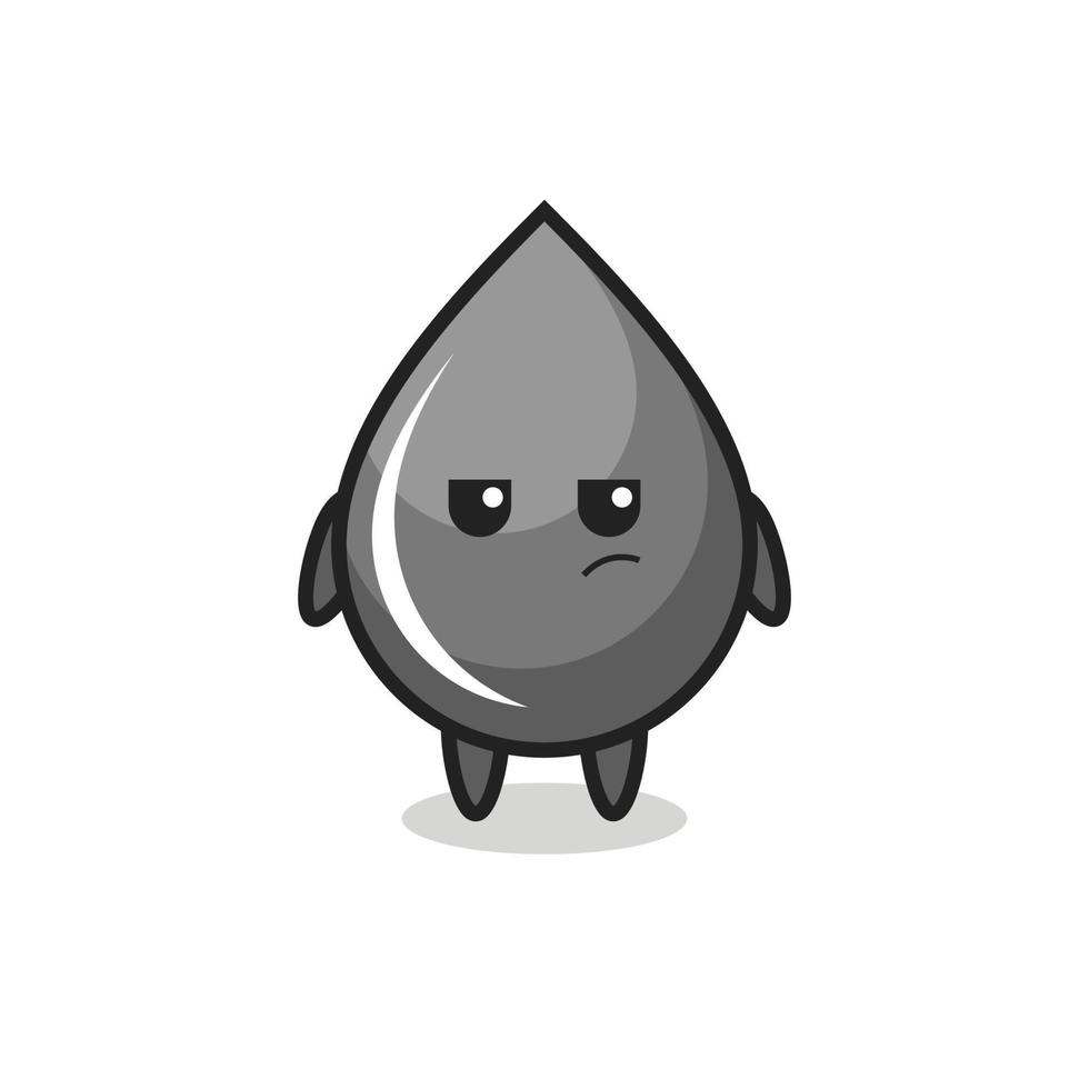 lindo personaje de gota de aceite con expresión sospechosa vector