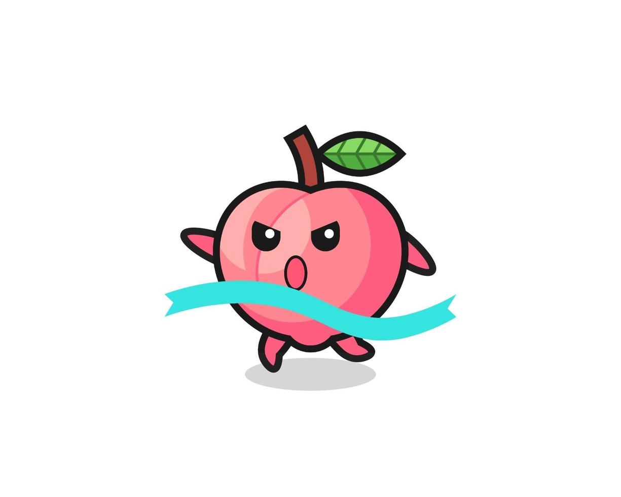 cute peach illustration is reaching the finish vector