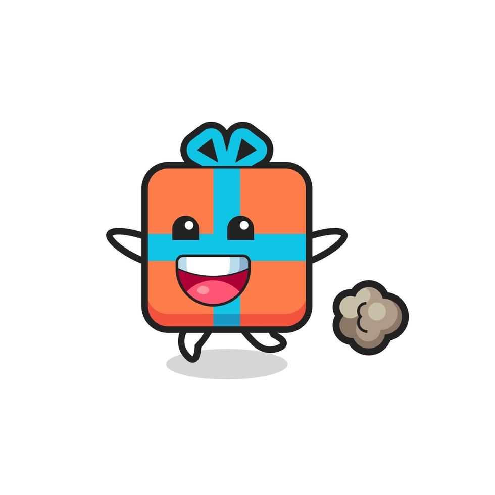 the happy gift box cartoon with running pose vector
