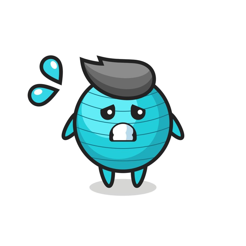 exercise ball mascot character with afraid gesture vector