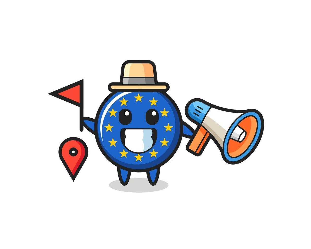 Character cartoon of europe flag badge as a tour guide vector