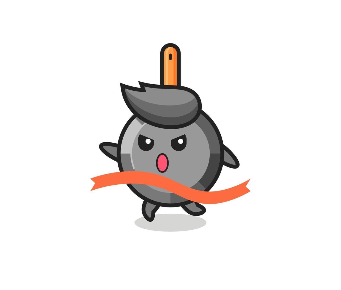 cute frying pan illustration is reaching the finish vector