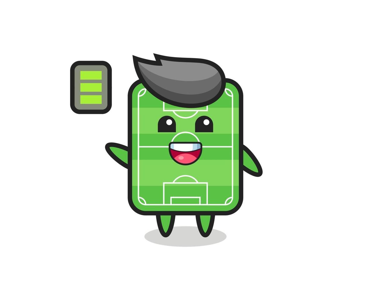 personaje de la mascota del campo de fútbol con gesto enérgico vector