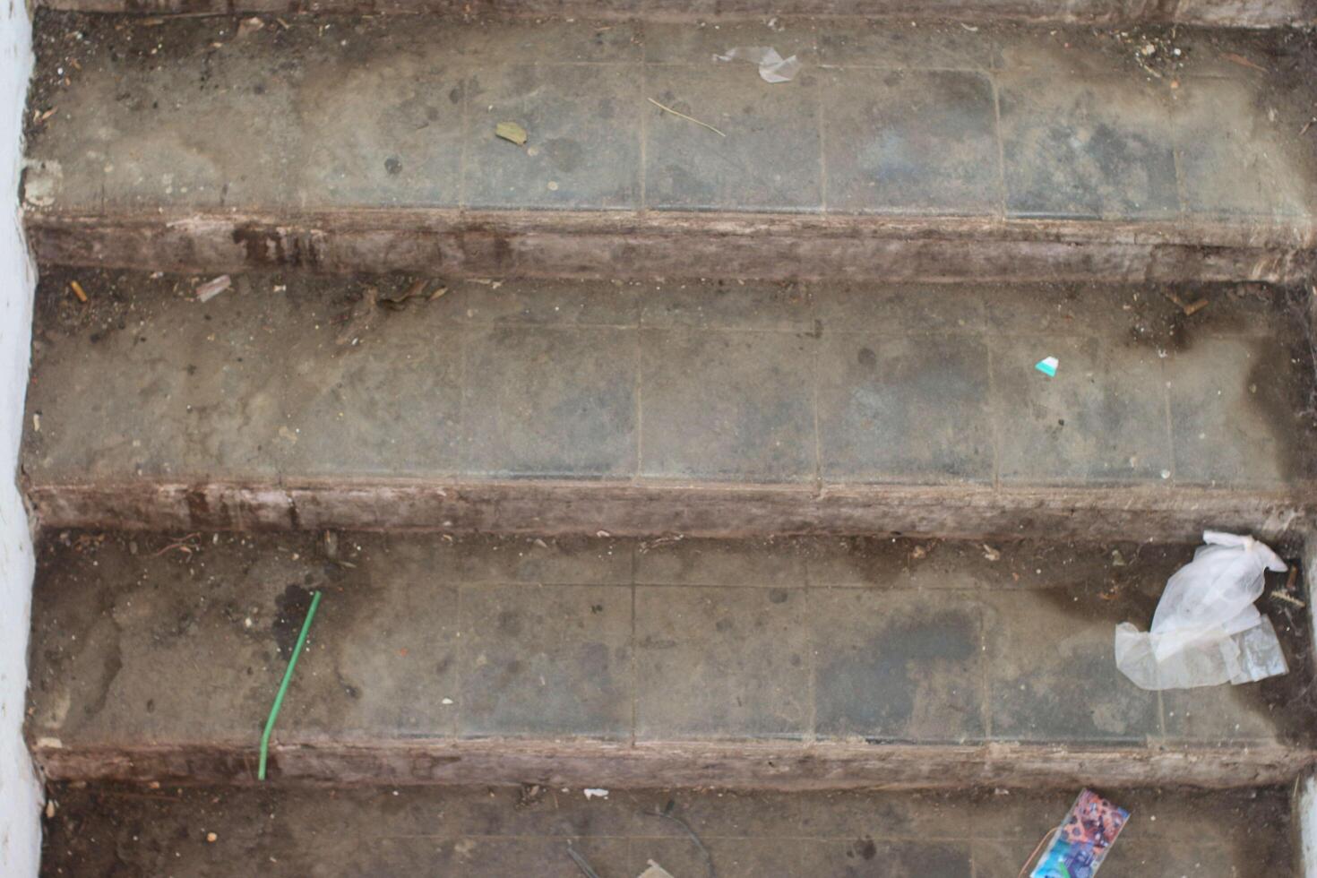 Cement stairs were dirty and dusty photo