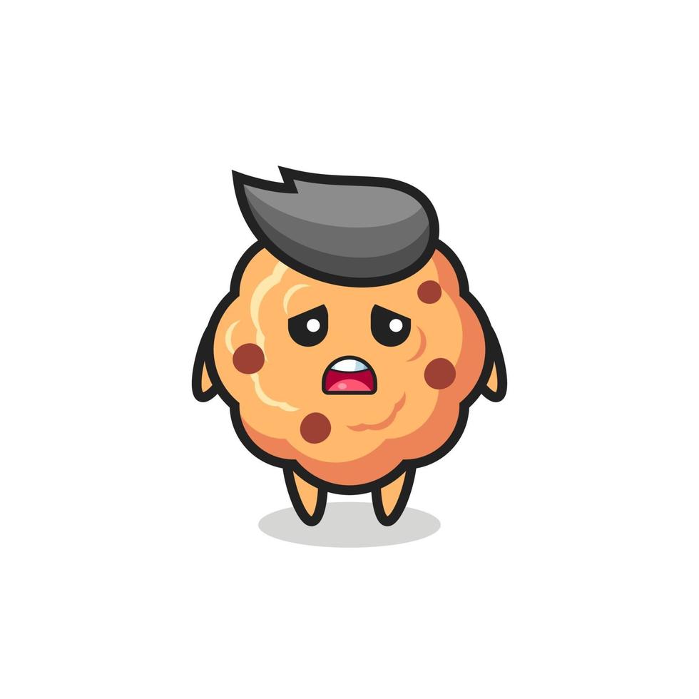 disappointed expression of the chocolate chip cookie cartoon vector