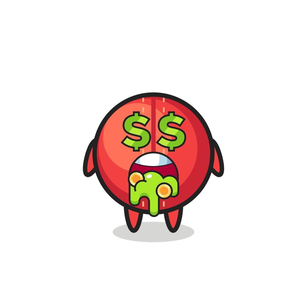 cricket ball character with an expression of crazy about money vector