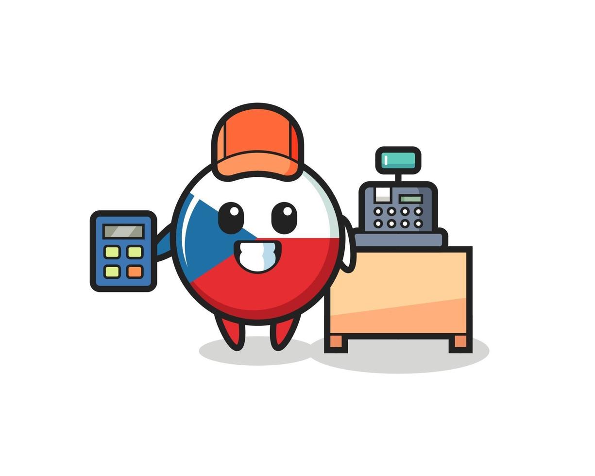 Illustration of czech flag badge character as a cashier vector