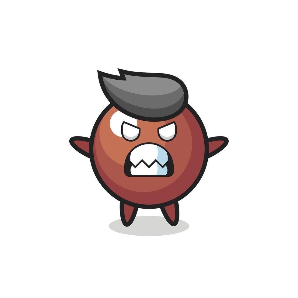 expresión airada del personaje de la mascota de la bola de chocolate vector