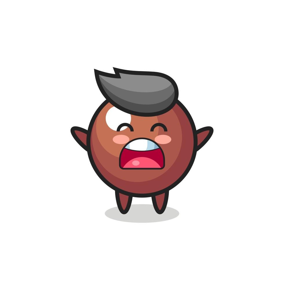 cute chocolate ball mascot with a yawn expression vector