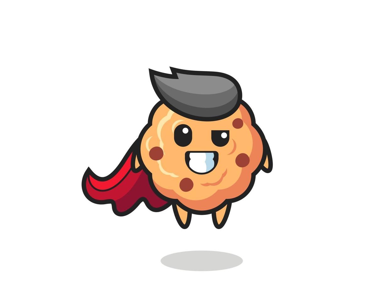 the cute chocolate chip cookie character as a flying superhero vector