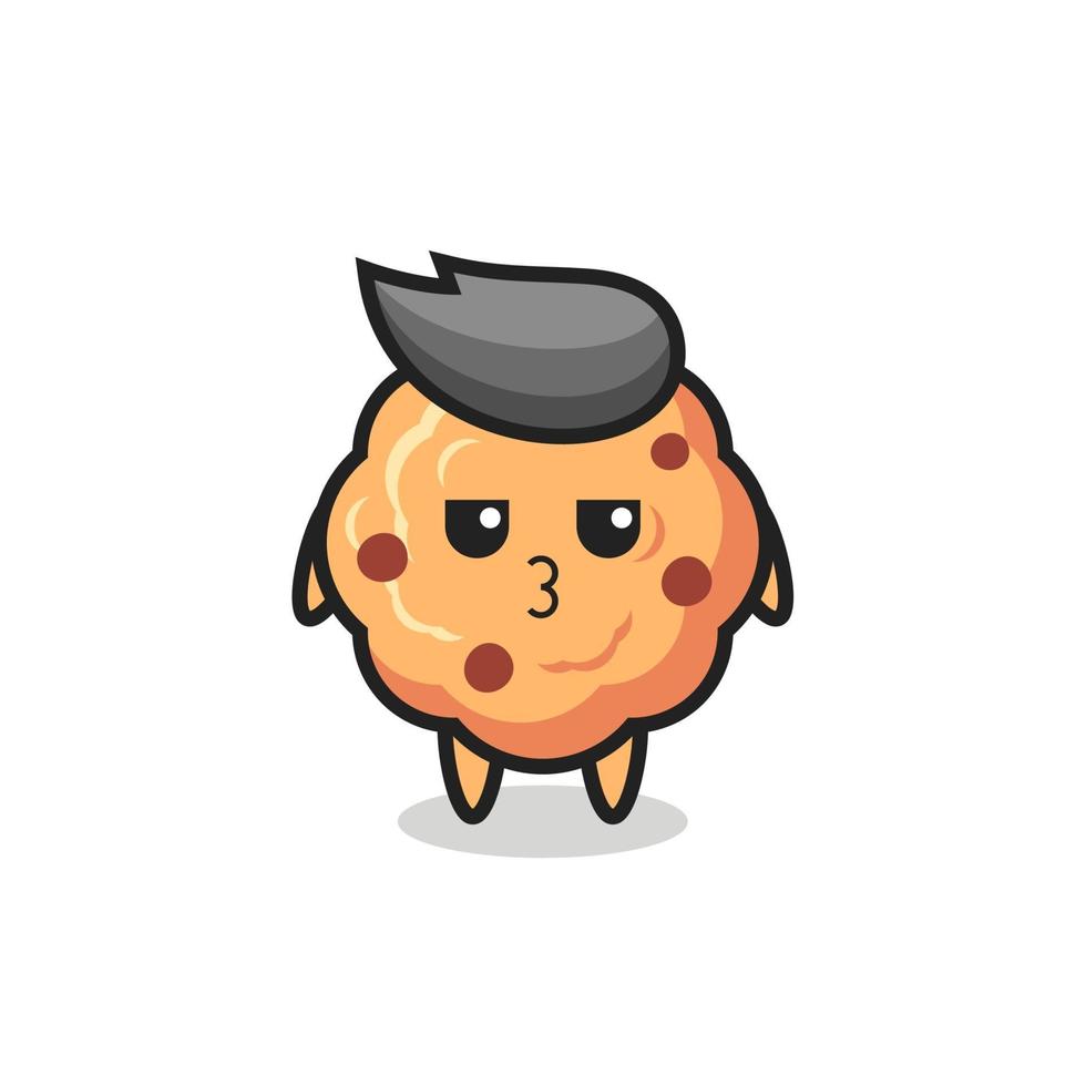 the bored expression of cute chocolate chip cookie characters vector