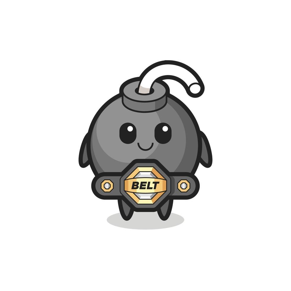 the MMA fighter bomb mascot with a belt vector