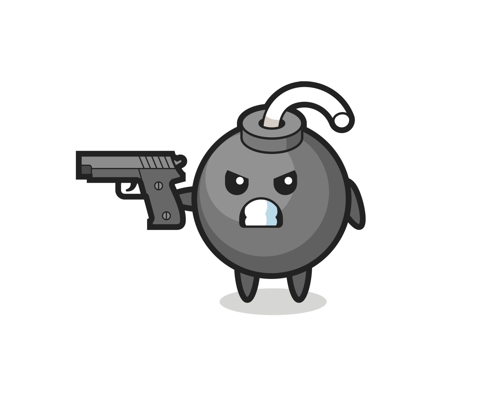 the cute bomb character shoot with a gun 3369129 Vector Art at Vecteezy